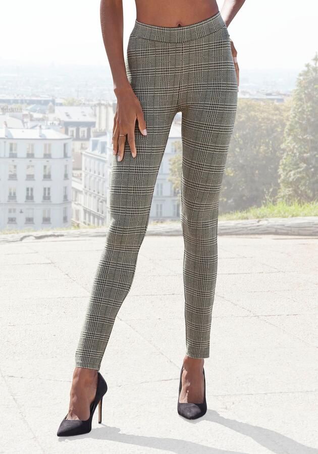 Lascana Legging met klassiek ruitjespatroon achterzakken elegant smalle pasvorm - Foto 6