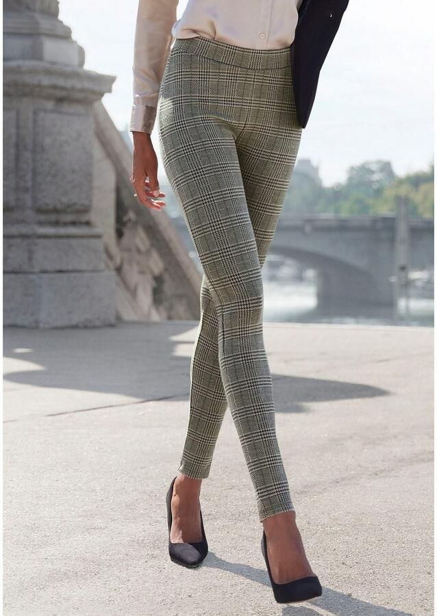 Lascana Legging met klassiek ruitjespatroon achterzakken elegant smalle pasvorm - Foto 4
