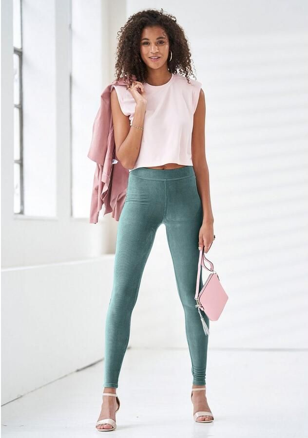 Lascana Legging uit zacht materiaal in cordlook loungewear - Foto 2