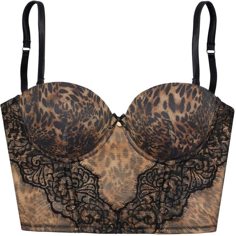 Lascana Lijfje van soft-mesh en fijne kant met afneembare bandjes sexy lingerie