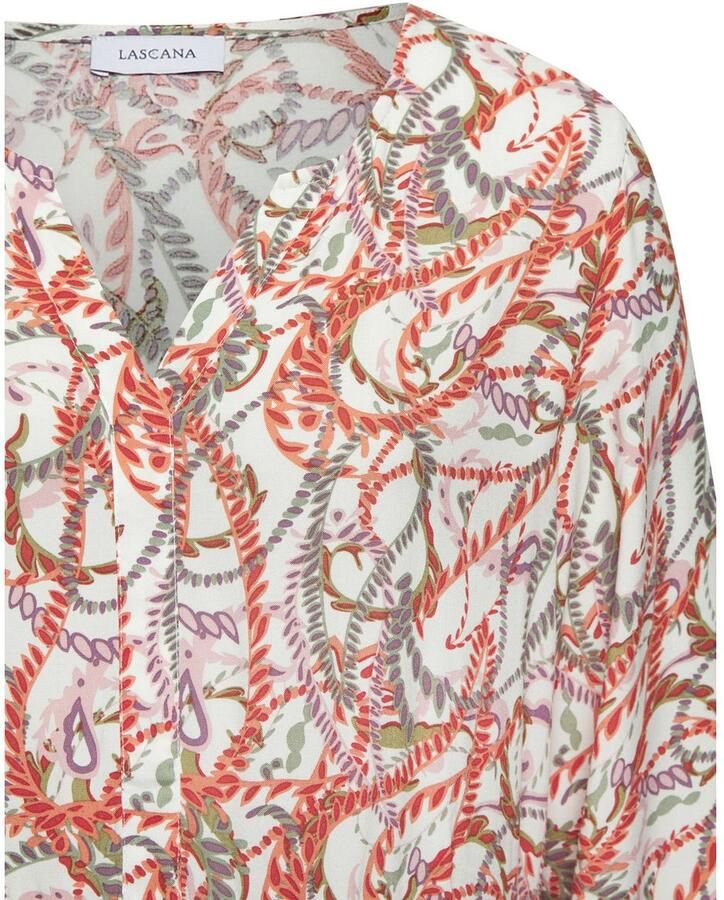 Lascana Maxi-jurk met all-over print en volants lange mouwen jurk met print casual-chic