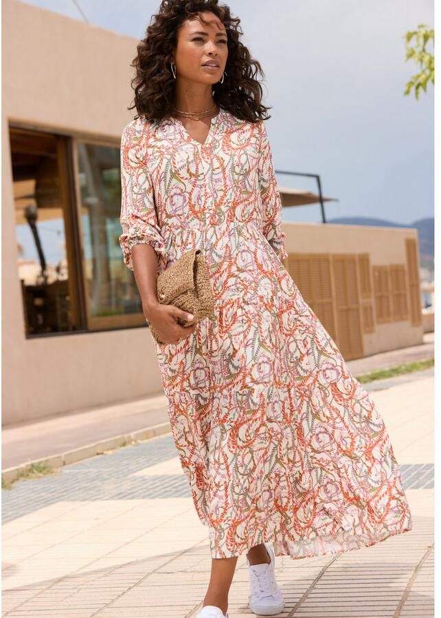 Lascana Maxi-jurk met all-over print en volants lange mouwen jurk met print casual-chic - Foto 3