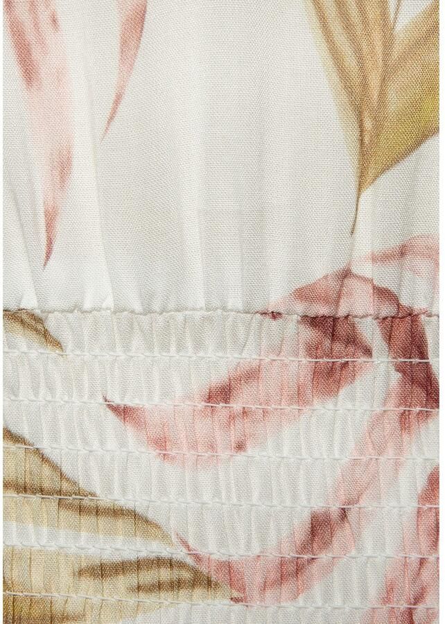 Lascana Maxi-jurk met alloverprint en gerimpelde taille luchtige zomerjurk