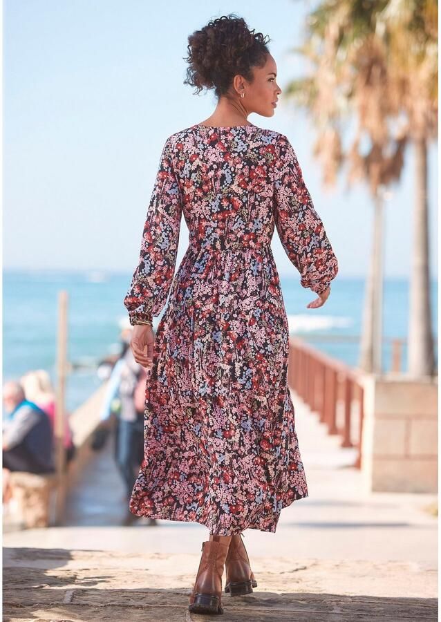 Lascana Maxi-jurk met bloemenprint en v-hals zomerjurk - Foto 3