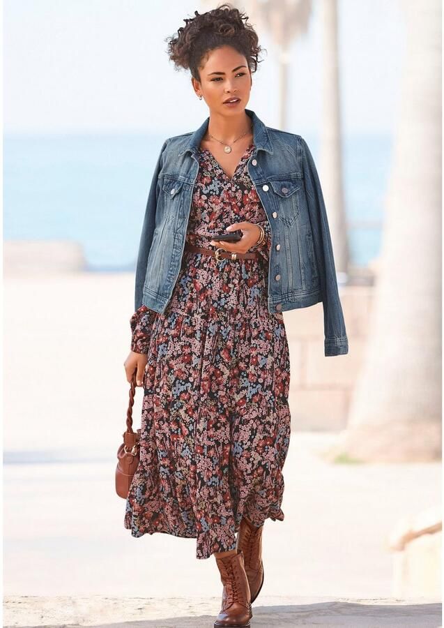 Lascana Maxi-jurk met bloemenprint en v-hals zomerjurk - Foto 4