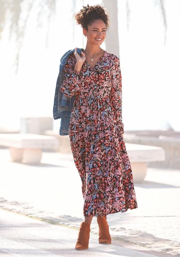 Lascana Maxi-jurk met bloemenprint en v-hals zomerjurk - Foto 6