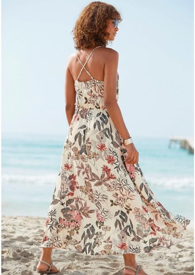 Lascana Maxi-jurk met bloemenprint licht zomerjurk in vokuhila-stijl strandjurk - Foto 2