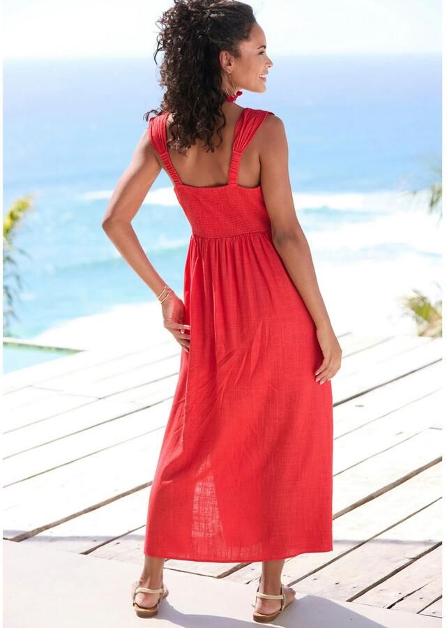 Lascana Maxi-jurk met brede bandjes van geweven stof in linnenlook zomers - Foto 2