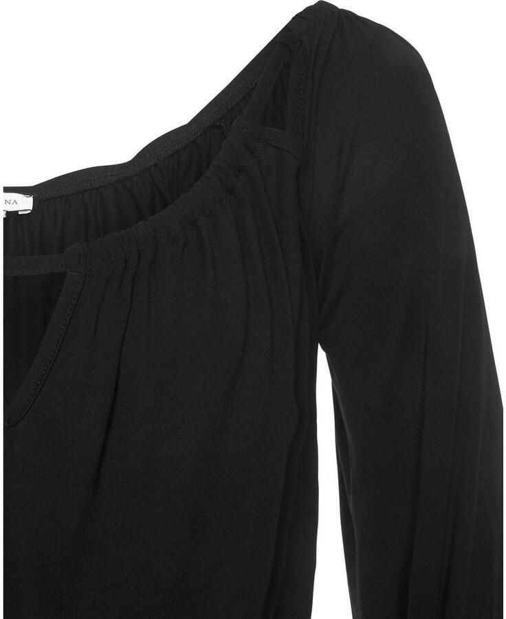 Lascana Maxi-jurk met cut-outs bij de halslijn schoudervrij zomerjurk strandjurk