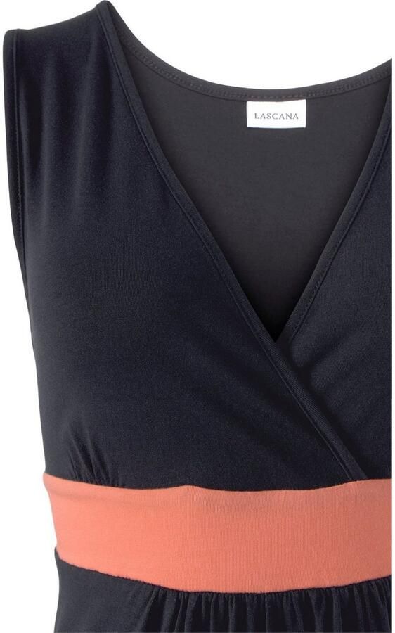 Lascana Maxi-jurk met gekleurde inzet en v-hals zomerjurk strandjurk - Foto 2