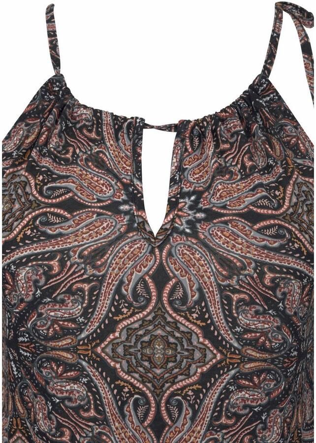 Lascana Maxi-jurk met modieuze halslijn met all-over print zomerjurk strandjurk