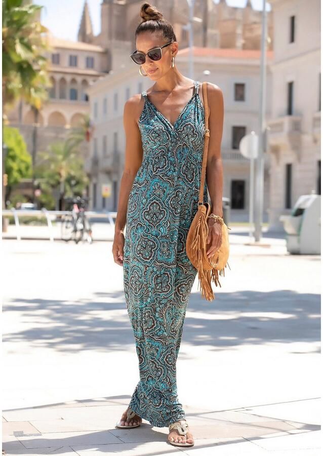 Lascana Maxi-jurk met paisley motief en verstelbare halslijn zomerjurk - Foto 3