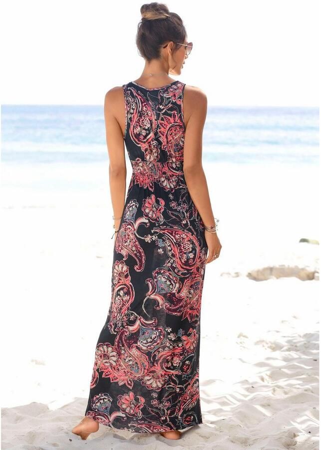 Lascana Maxi-jurk met paisley print en verstelbare halslijn zomerjurk