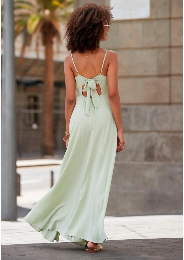 Lascana Maxi-jurk van geweven viscose cut-outs op de rug zomerjurk