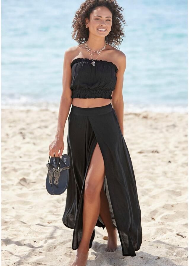 Lascana Maxirok met bijzondere snit lange rok met beeninsnijding strandrok - Foto 3