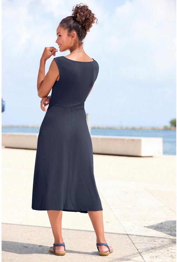 Lascana Midi-jurk met decoratieve gespen en goudkleurige sierknopen strijkvrij - Foto 4