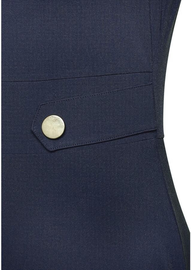 Lascana Midi-jurk met decoratieve gespen en goudkleurige sierknopen strijkvrij - Foto 2