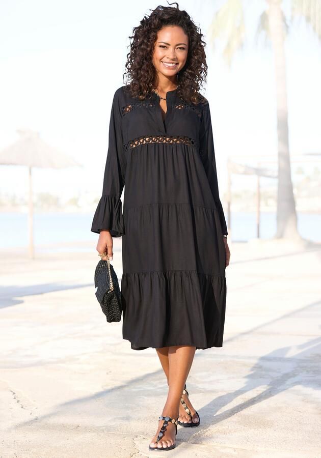 Lascana Midi-jurk met haakwerk-inzetten - Foto 3