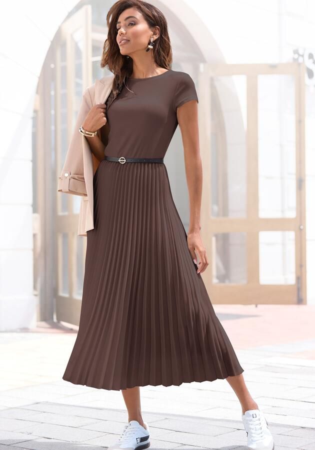 Lascana Midi-jurk met plissé rokdeel basic modieus - Foto 2