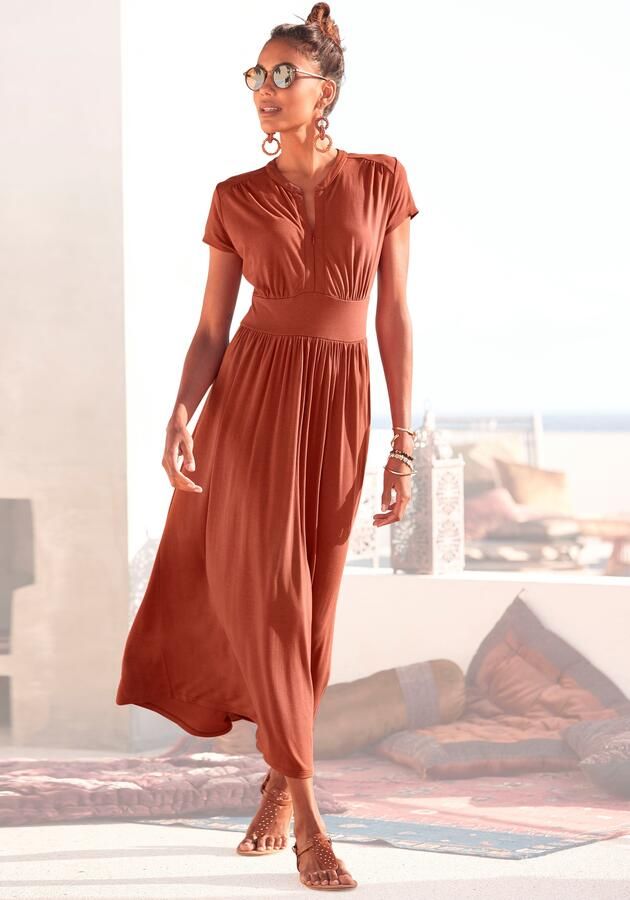 Lascana Midi-jurk met ritssluiting bij de hals nauwsluitend sportief en elegant - Foto 2