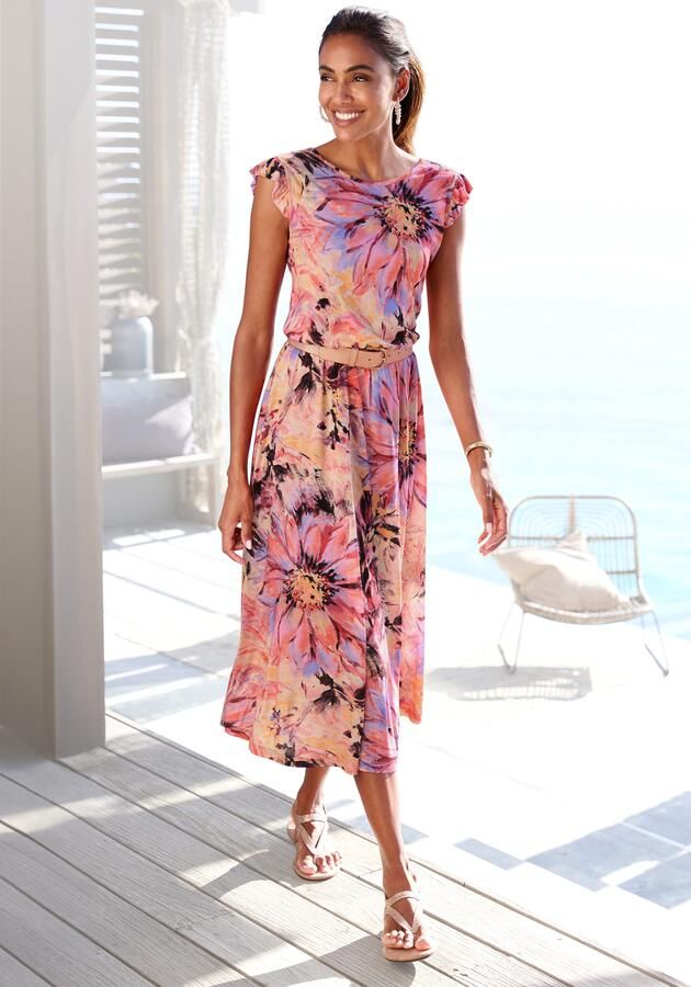 Lascana Midi-jurk met ruchemouwtjes - Foto 5