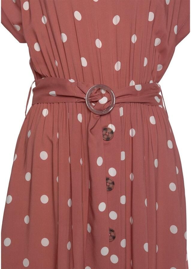 Lascana Midi-jurk met stippenprint en zakken zomerjurk (Met riem) - Foto 5