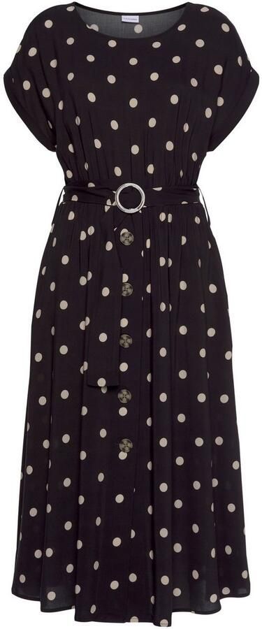 Lascana Midi-jurk met stippenprint en zakken zomerjurk (Met riem) - Foto 5