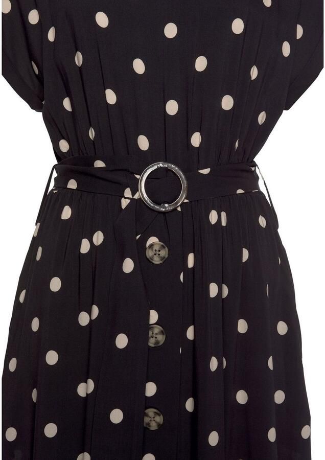 Lascana Midi-jurk met stippenprint en zakken zomerjurk (Met riem) - Foto 3
