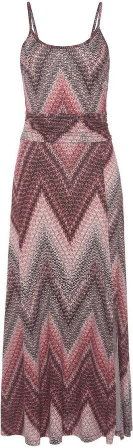 Lascana Midi-jurk met zigzag patroon en split zachte jersey jurk zomerjurk - Foto 4