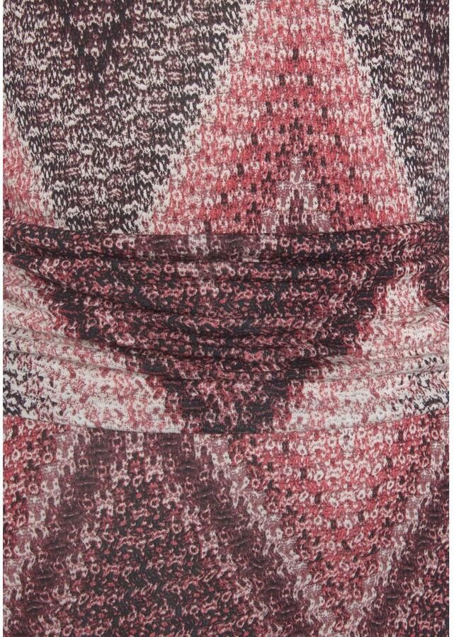 Lascana Midi-jurk met zigzag patroon en split zachte jersey jurk zomerjurk