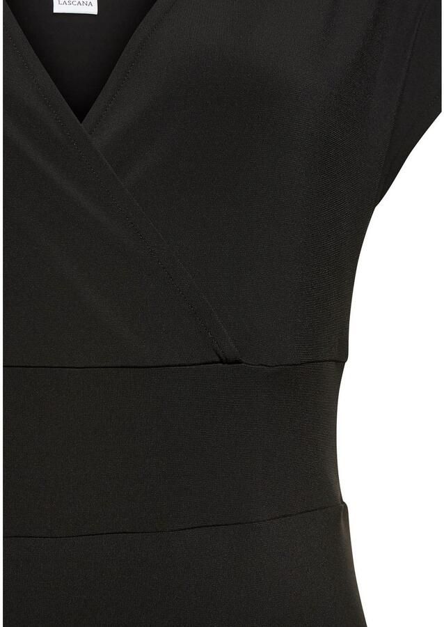 Lascana Midi-jurk van kreukvrije stof elegant zomerjurk van jersey strandjurk