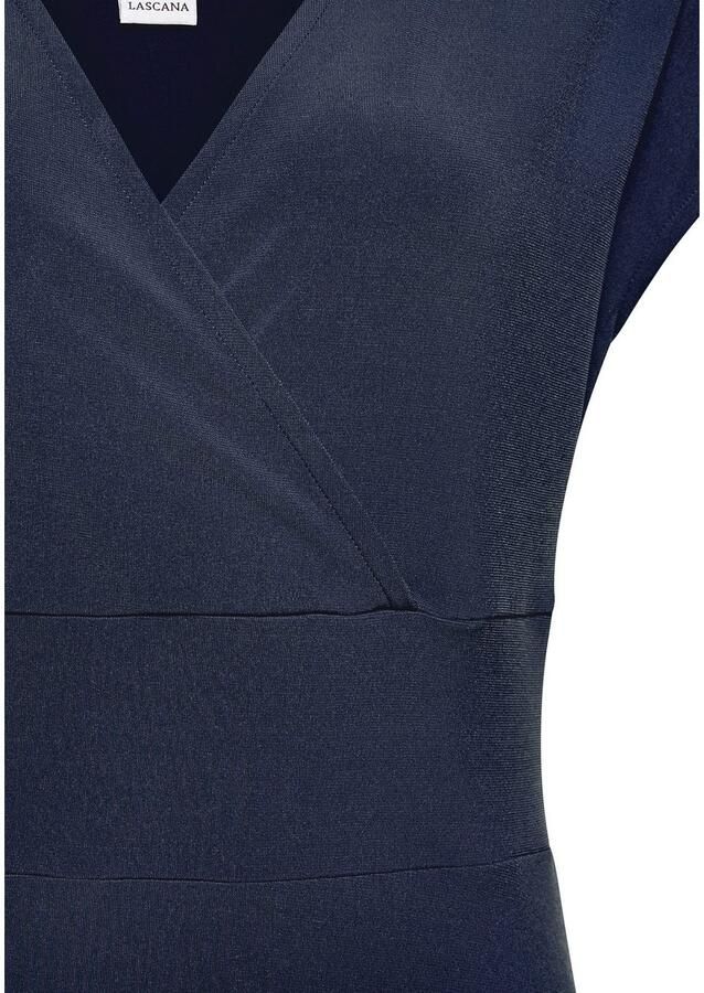 Lascana Midi-jurk van kreukvrije stof elegant zomerjurk van jersey strandjurk