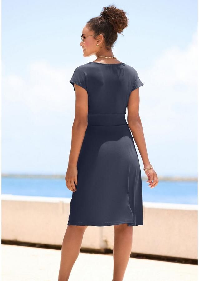 Lascana Midi-jurk van kreukvrije stof elegant zomerjurk van jersey strandjurk - Foto 2