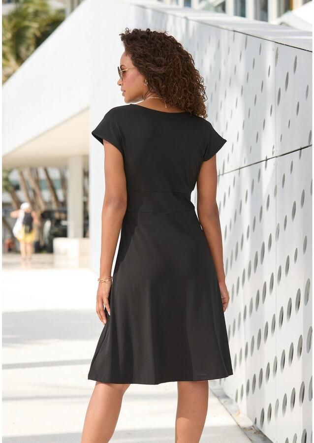 Lascana Midi-jurk van kreukvrije stof elegant zomerjurk van jersey strandjurk - Foto 3