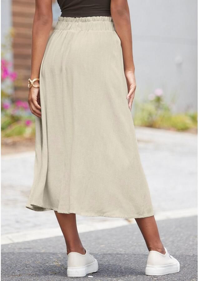 Lascana Midirok met knoopsluiting linnen rok zomerrok - Foto 2