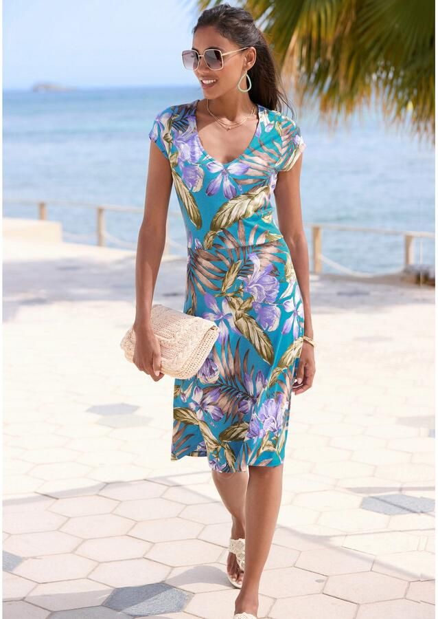 Lascana Mini-jurk met v-hals in alloverprint - Foto 3