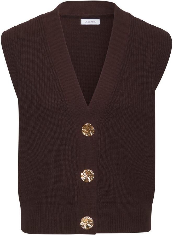 Lascana Mouwloos vest AMIRA met goudkleurige knopen pullunder modieus - Foto 5