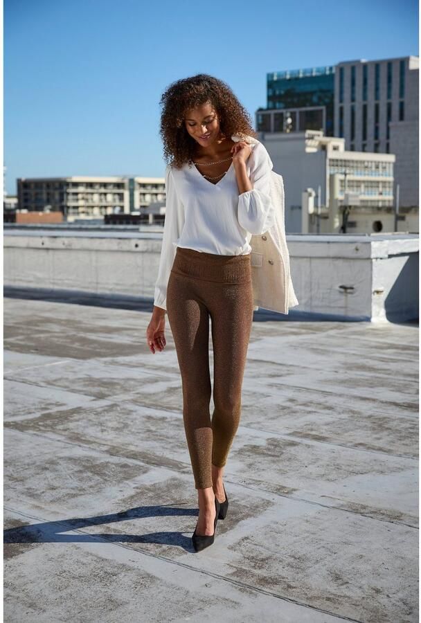 Lascana Naadloze legging met goudkleurige lurex - Foto 5