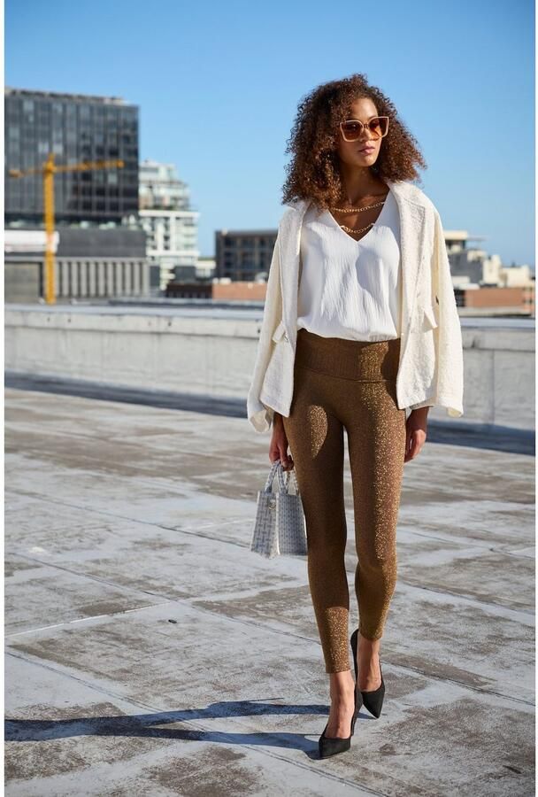 Lascana Naadloze legging met goudkleurige lurex - Foto 6