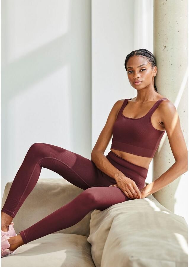 Lascana Naadloze legging Po Push Up met ribstructuur en shaping-effect sportbroek sportleggings - Foto 2