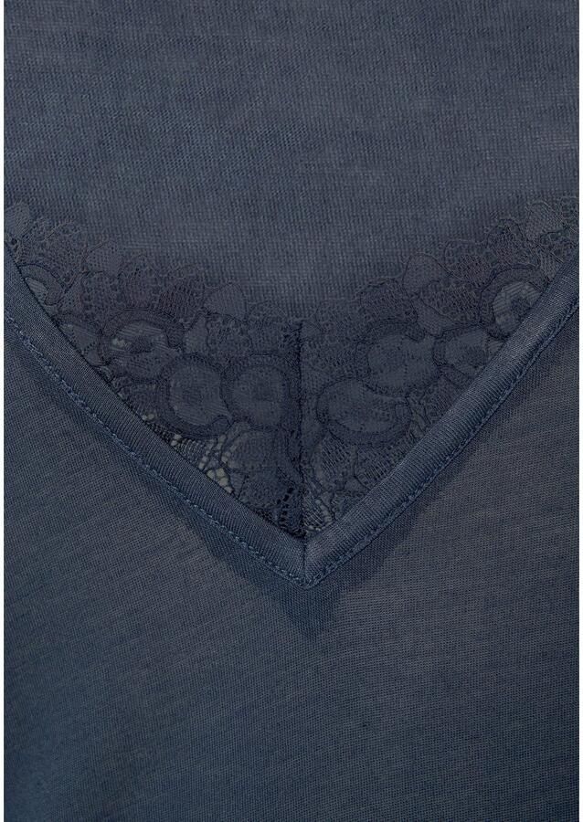 Lascana Nachthemd met kanten detail en korte mouwen