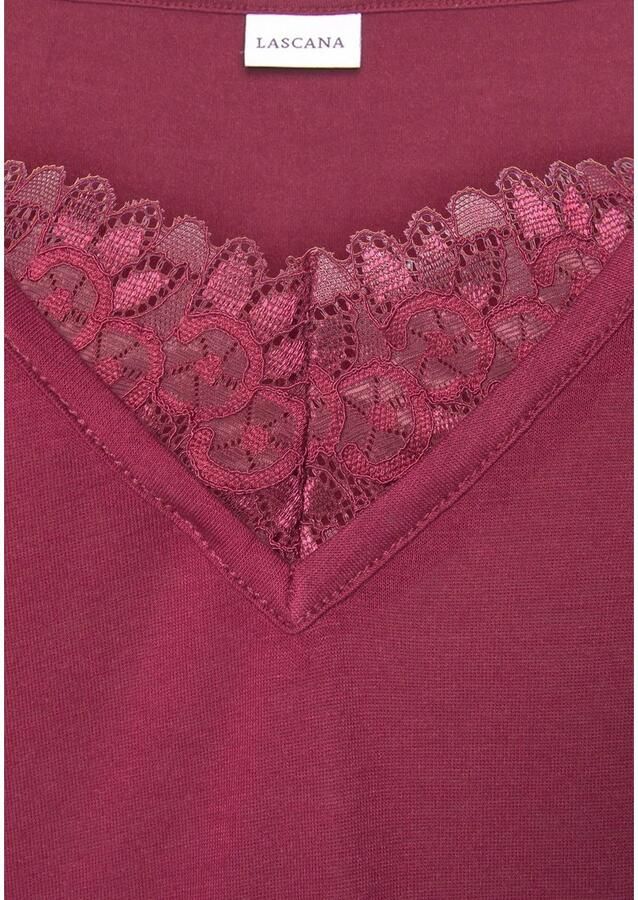 Lascana Nachthemd met kanten detail en korte mouwen