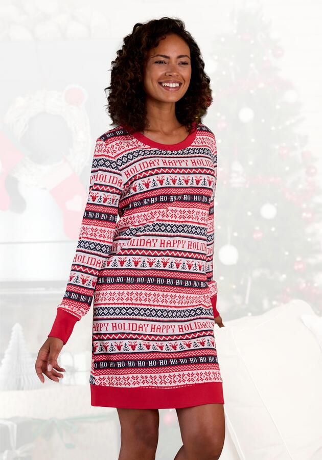 Lascana Nachthemd met winterse print - Foto 5