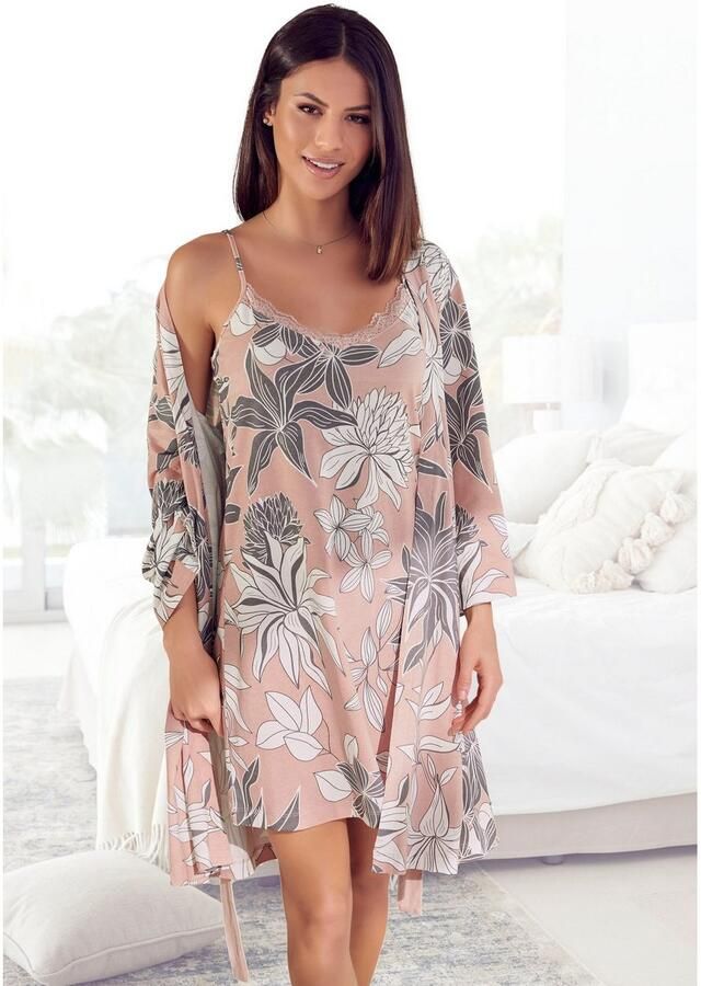 Lascana Negligé met bloemenprint
