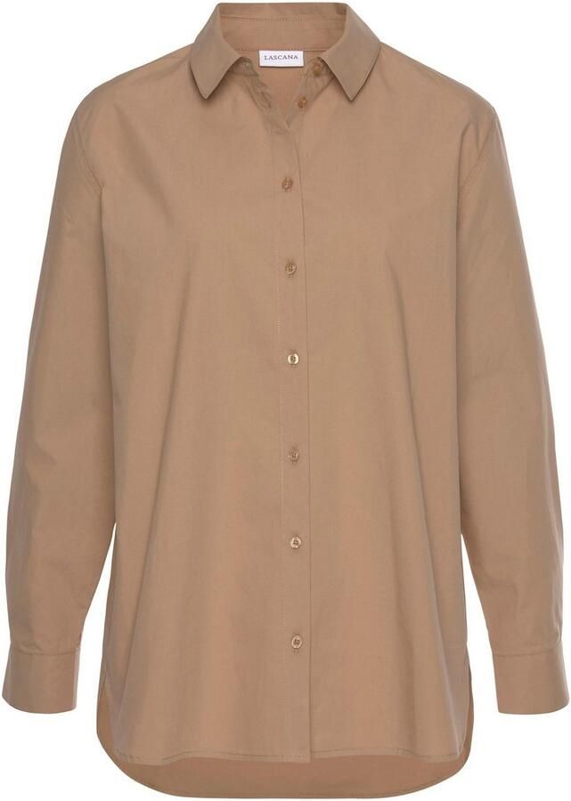 Lascana Overhemdblouse achter langer gesneden damesblouse van katoen klassiek-elegant
