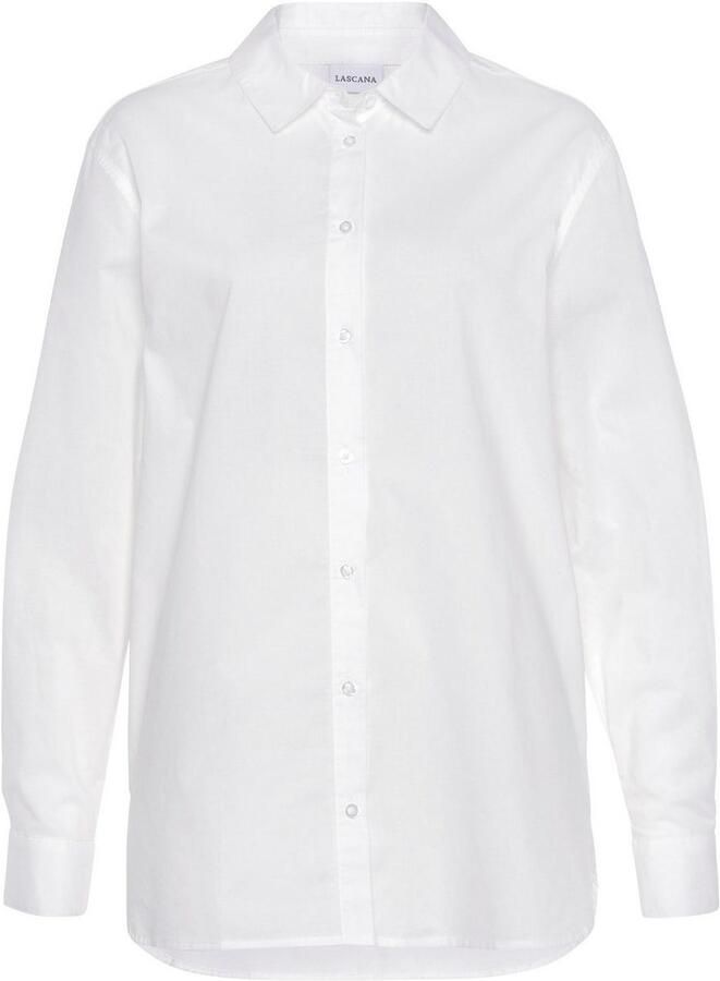 Lascana Overhemdblouse achter langer gesneden damesblouse van katoen klassiek-elegant