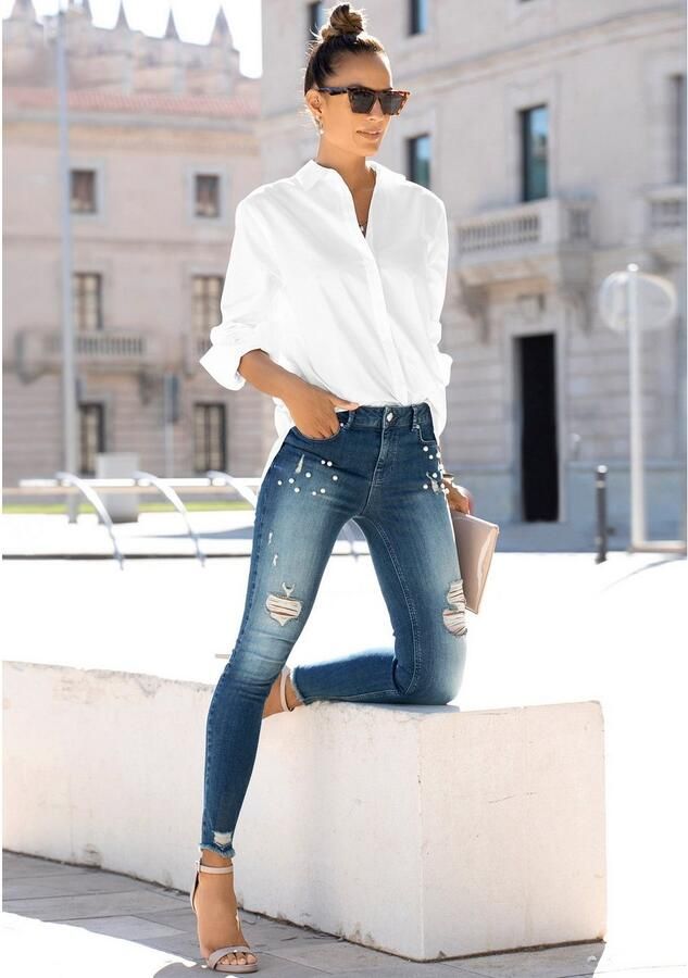 Lascana Overhemdblouse achter langer gesneden damesblouse van katoen klassiek-elegant - Foto 6