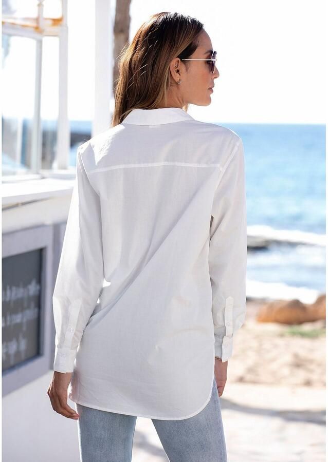 Lascana Overhemdblouse achter langer gesneden damesblouse van katoen klassiek-elegant - Foto 2