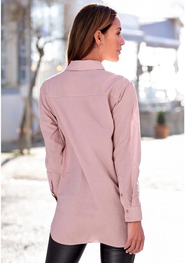 Lascana Overhemdblouse achter langer gesneden damesblouse van katoen klassiek-elegant - Foto 4
