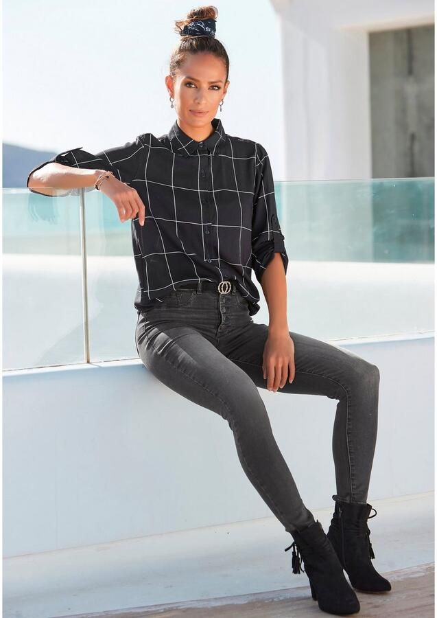 Lascana High-waist jeans met zichtbare knoopsluiting en stretchpercentage skinny high waist - Foto 6